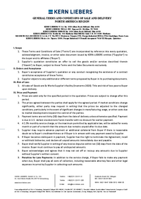 General Terms and Conditions of Sale and Delivery North America